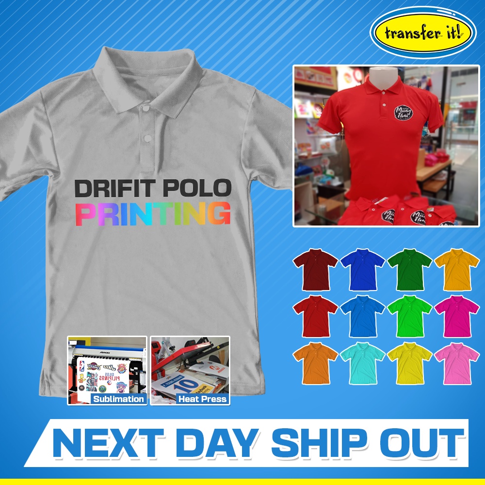 Transfer It DriFit Collar Sports Shirt Polyester Customized / Plain