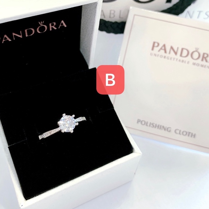 Pandora Ring With Box/Cloth/Paperbag Promise Ring 925 Silver Engagement Ring Adjustable Diamond Ring