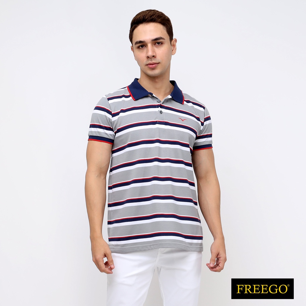 Freego Mens Collar Shirt Pique Stripes GMT04-0007 | Shopee Philippines