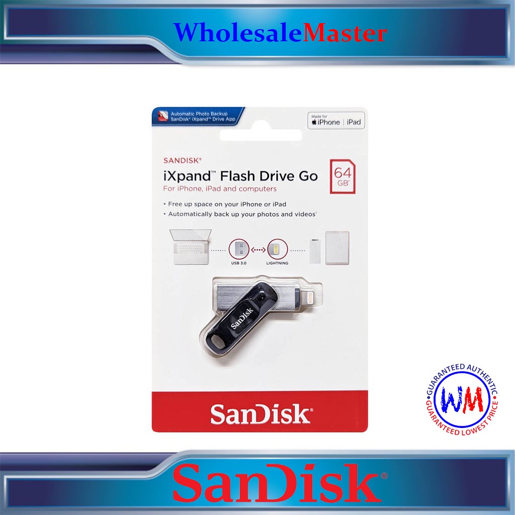 SanDisk iXpand Flash Drive Go 64GB Dual USB 3.0 Flash Drive for iPhone
