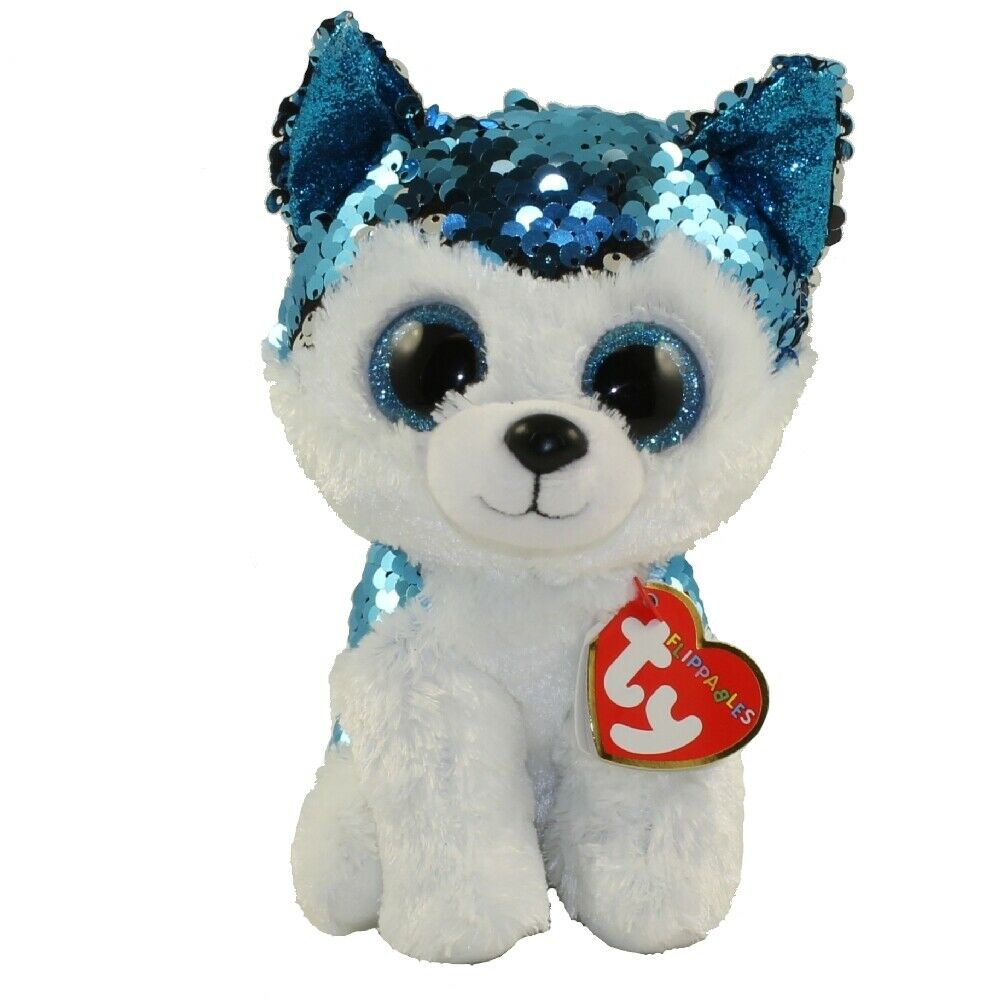 Ty FLIPPABLES Slush the Blue Husky Dog 6in; 15cm Plush Stuffed Animal ...