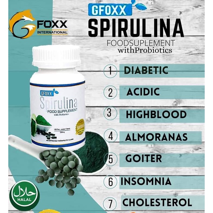 GFOXX SPIRULINA + PROBIOTICS FOOD SUPPLEMENTS FDA HALAL CERTIFIED