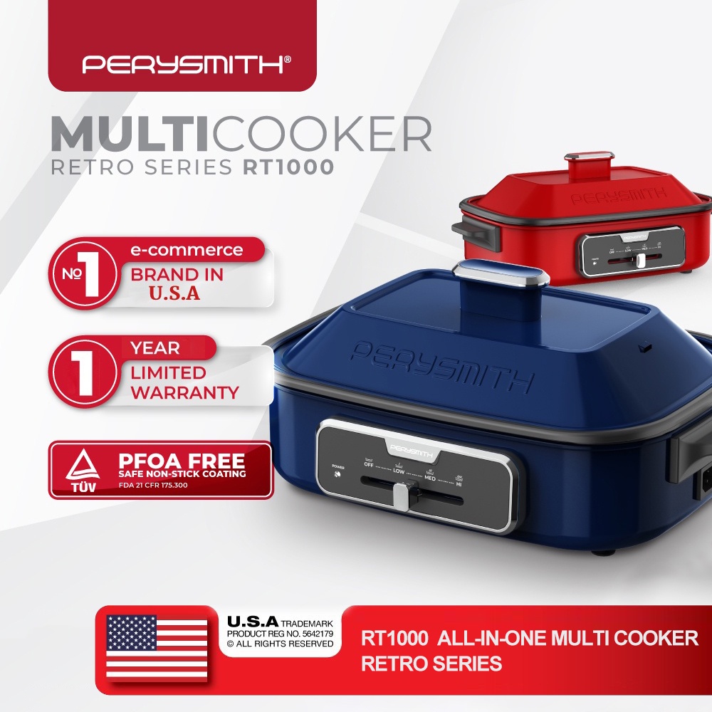 PerySmith AllInOne Multi Cooker Retro Series RT1000 blue Shopee