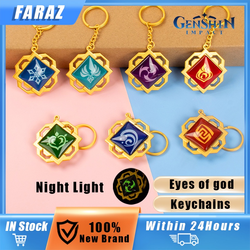 Genshin Impact Vision Schlüsselanhänger – Leuchtet Im Dunkeln, 6,1x5,6 Cm, Aus Zinklegierung & Glas, Für Cosplay