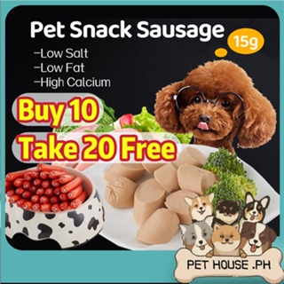 【BUY 10 TAKE 20 FREE】Pet Sausage Dog Sausage 15g Cat Sausage Pet Snack Cat Dog Food Treats Ham Dog T