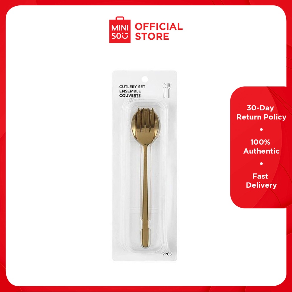 Miniso Metal Cutlery Set Spoon Fork (Gold) Shopee Philippines