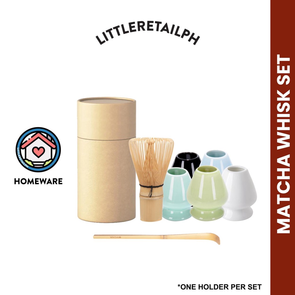 Bamboo Matcha Whisk Set in Kraft Tube Whisk, Hooked Bamboo Scoop, Cermaic Holder Shopee