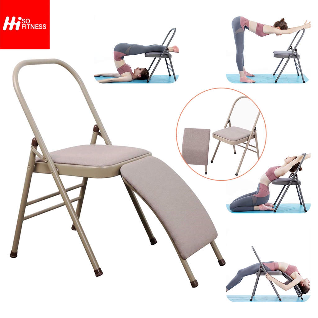 Yoga Auxiliary Chair with Lumbar Back Support for Iyengar Foldable