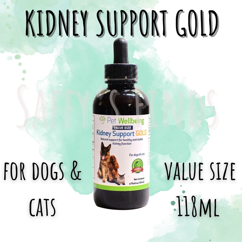 Pet Wellbeing Kidney Support Gold for Dogs & Cats Value Size 118ml 4oz