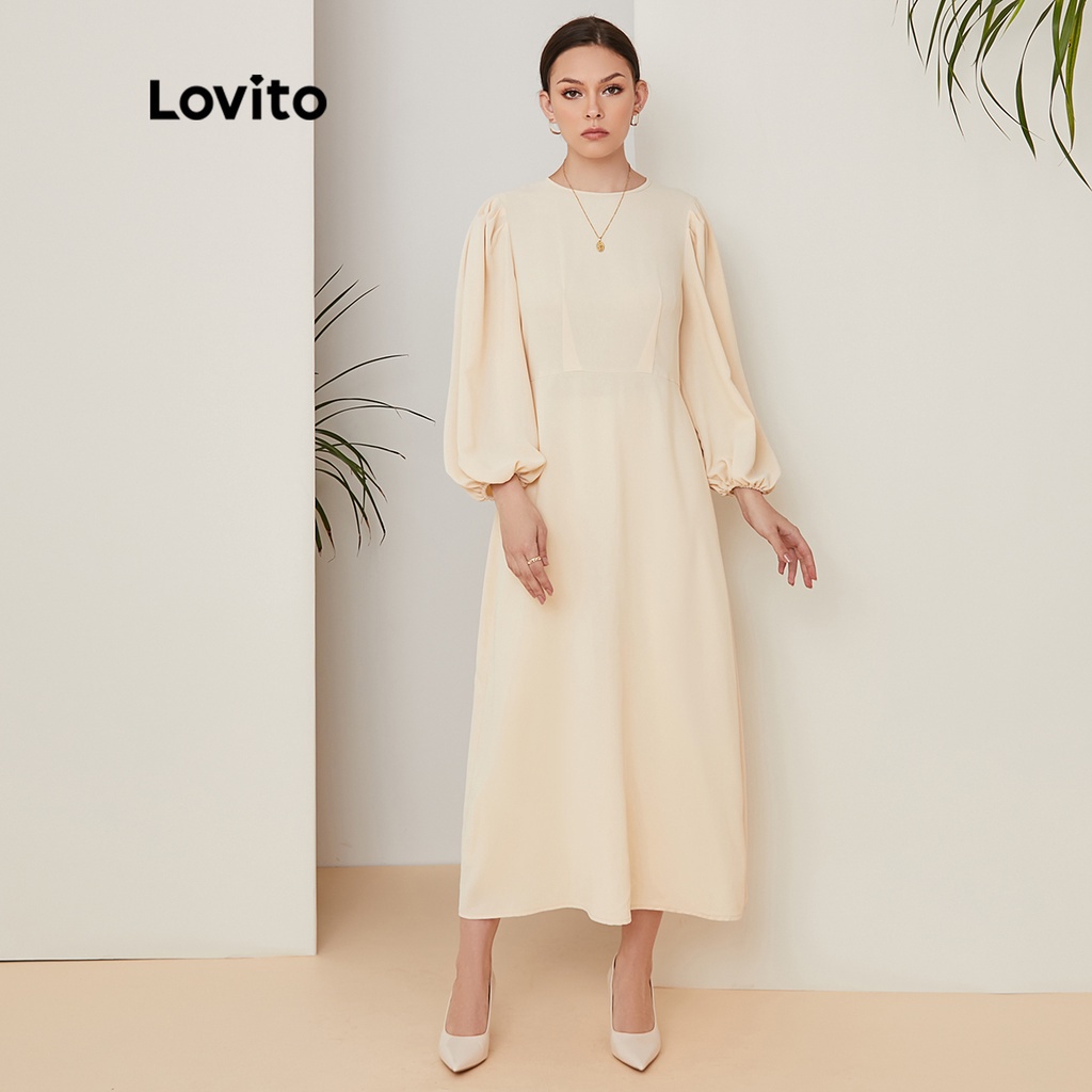 Vivo Basic Ayo Bishop Sleeve Dress - Navy Blue / White Print