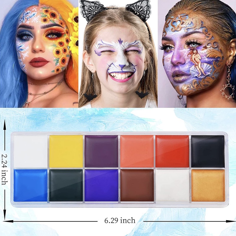 12 Colors Face Body Paint Set Body Facepaint Safe Halloween Cosplay ...