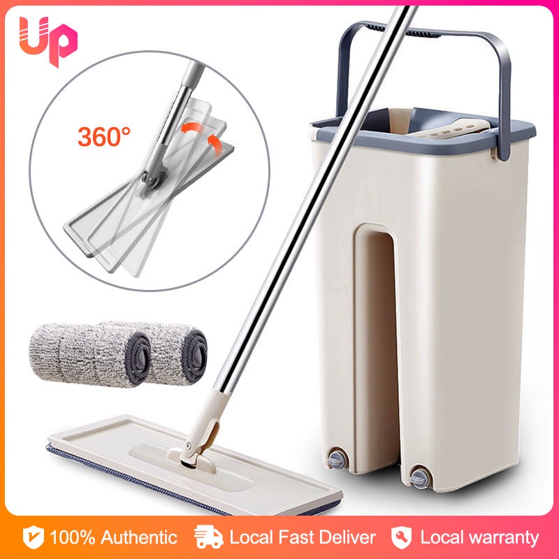 Mop With Bucket Flat Mop Squeezer Floor Mop Map Cleaning 360 Spin Mop
