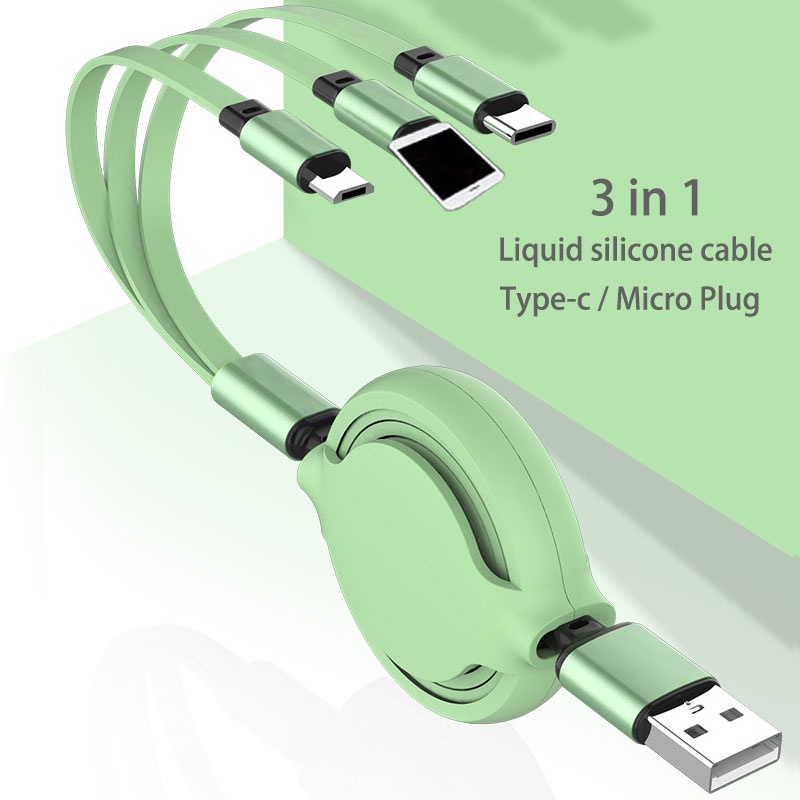 Retractable Usb Charge Cable Soft Liquid Silicone Typec Fast Charge Cable Shopee Philippines