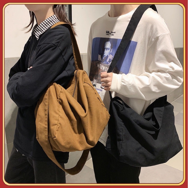 Korean Canvas Bag New Large Capacity Shoulder Bag Pure Color Simple and