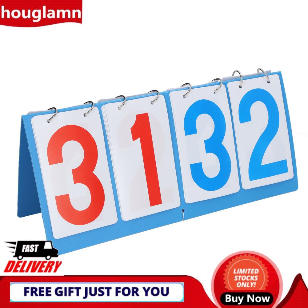 Houglamn 4 Digit Scoreboard Waterproof Portable Tabletop Flip Score