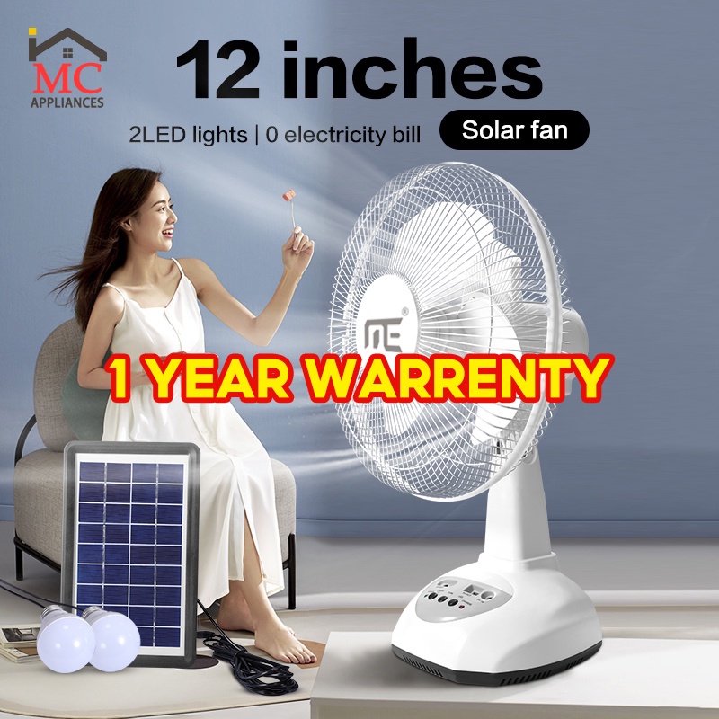 Solar Fan Solar Electric Fan 12inch Rechargeable Table Light Fan Ac Desktop Electric Outdoor Fan 8679