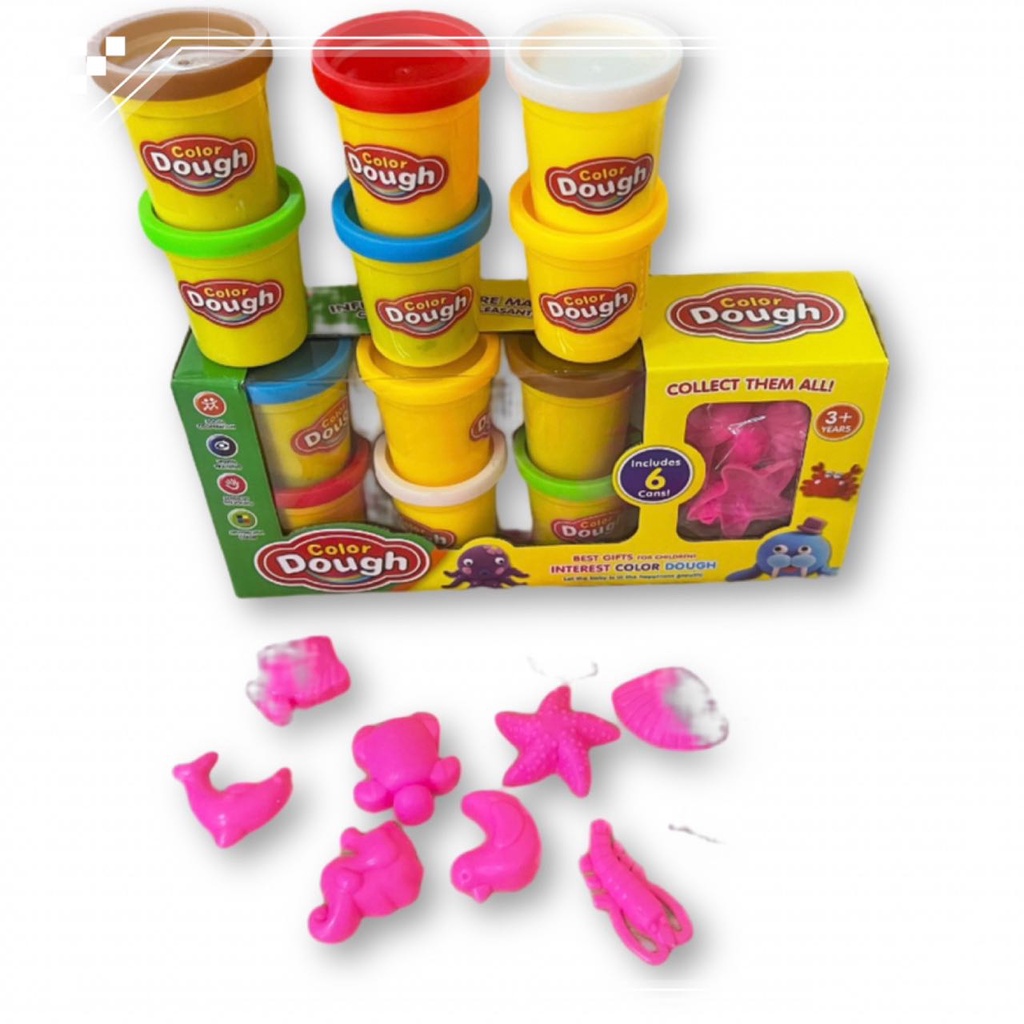 Children's 6 in 1 color play dough clay with ocean series design toys