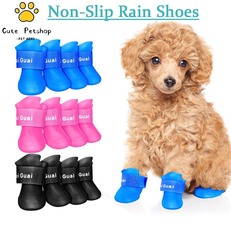 4Pcs Pet Shoes dog shoes puppy shoes Waterproof Shoes Anti Slip Dog