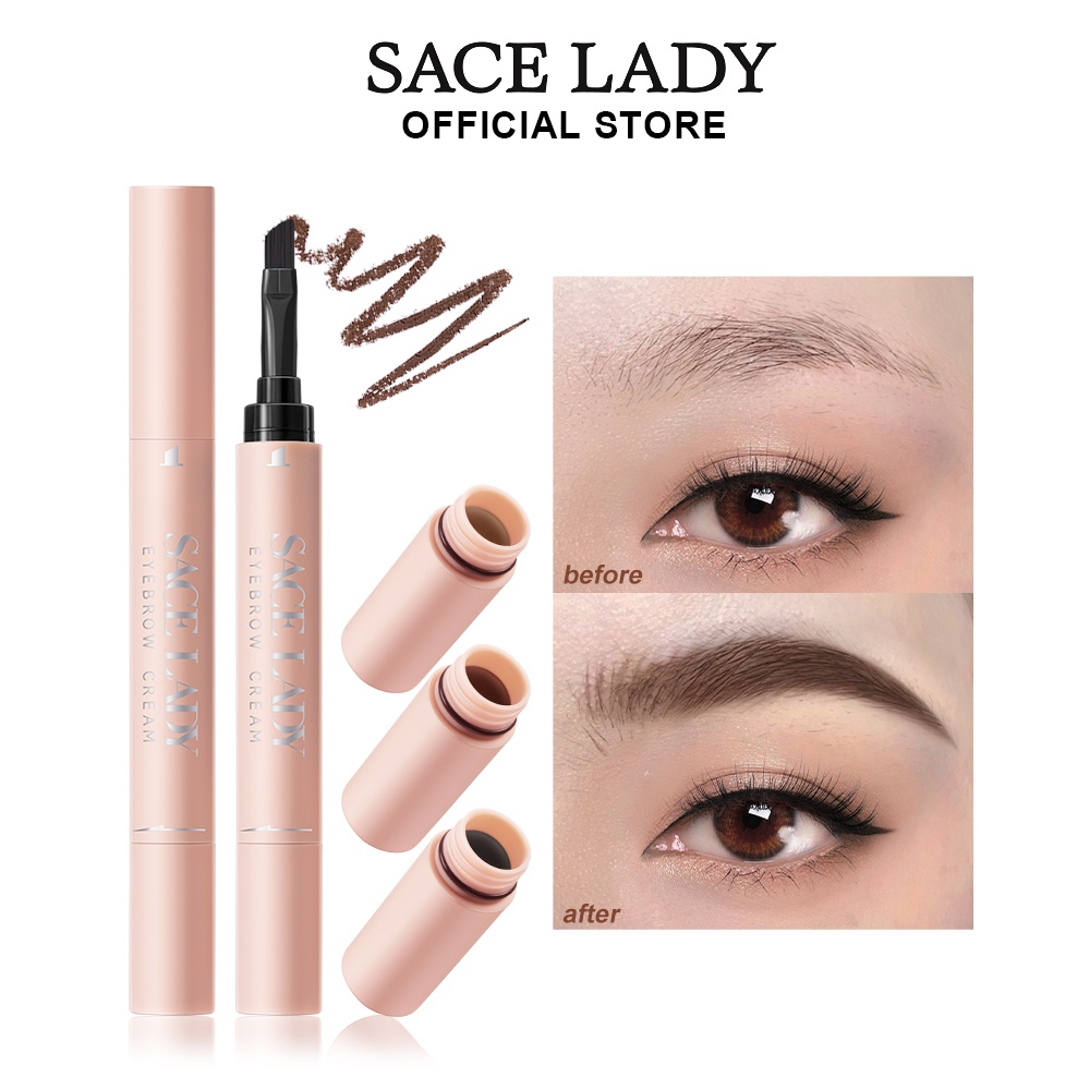 SACE LADY Eyebrow Cream Gel With Brush 2 IN 1 Pomade Brow Pencil Long ...
