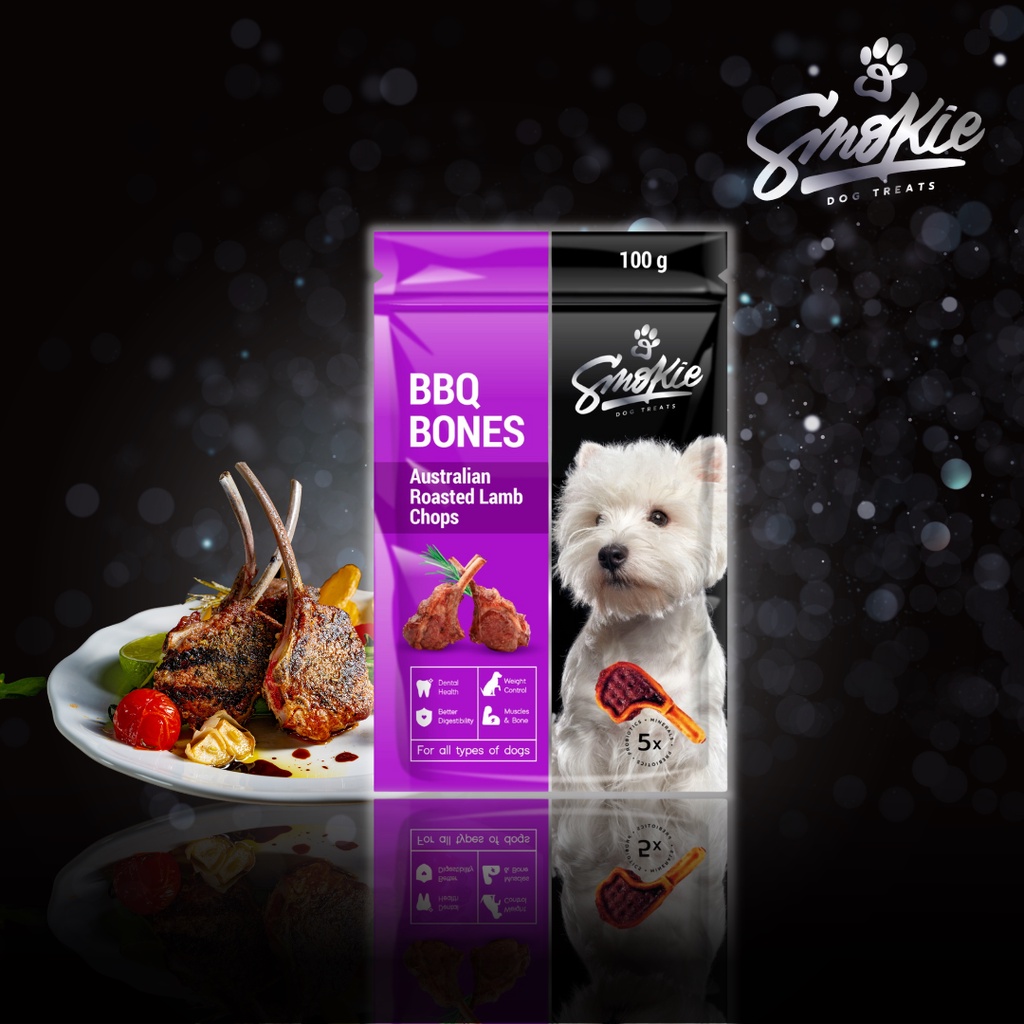 Smokie BBQ Dog Treats Australian Roasted Lamb Chops Flavor Pet Treat