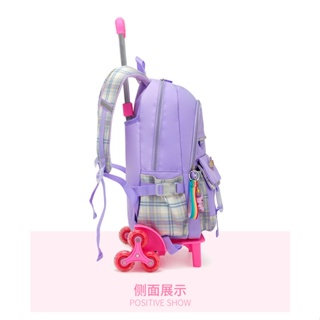NEW 2/6 Wheels High Quality Girls Trolley Backpack Schoolbag with Wheels Orthopedic Bags for Children Schoolbag Rolling Backpack Bag #6