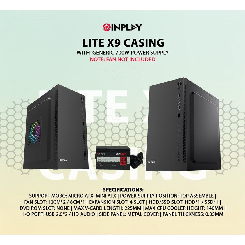 Inplay Lite X9 Cpu Case Pc Case Computer Case Desktop Case M Atx