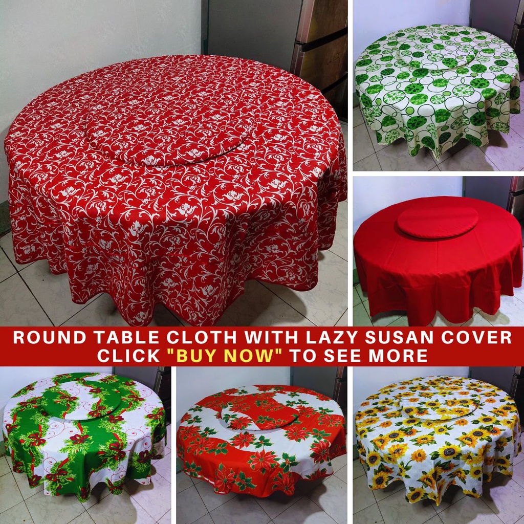 Round Christmas Table Cloth With Lazy Susan Turntable Cover Table Cloth