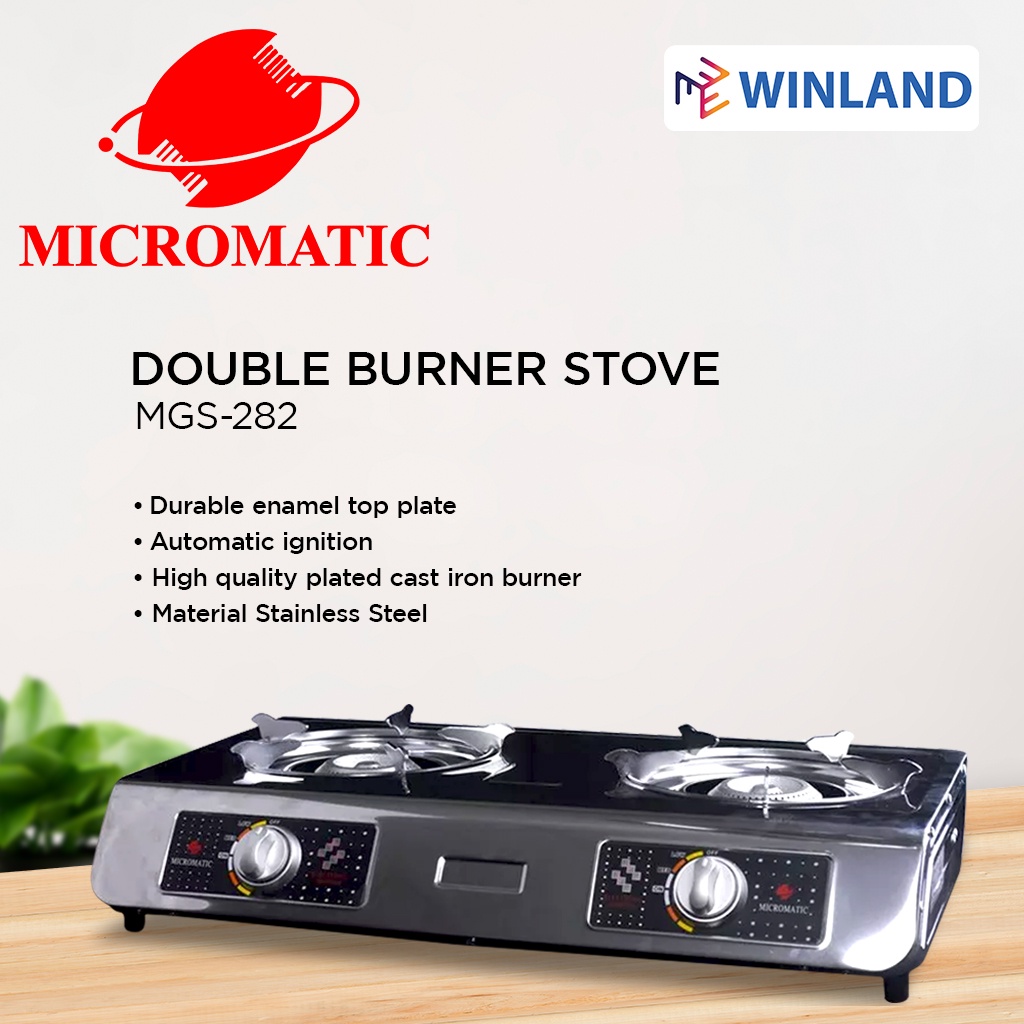 MICROMATIC by Winland Double Burner Stainless Steel Gas Stove with Cast