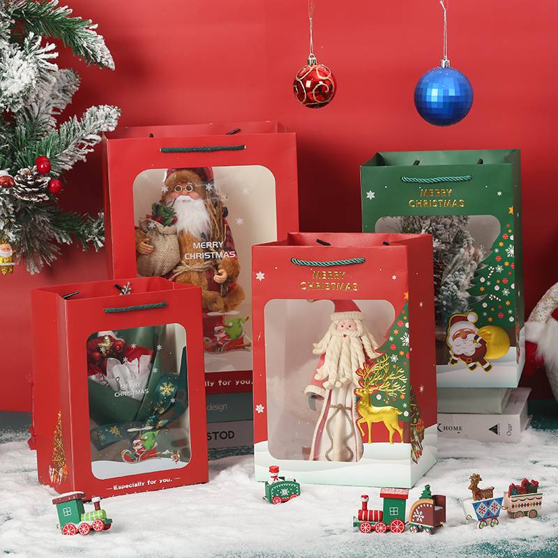 New Christmas gift bag transparent bronzing Christmas Eve packaging