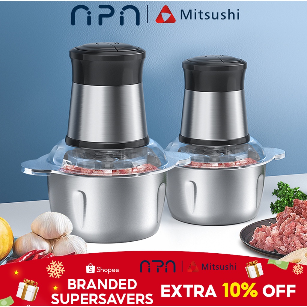 Nipiin by Mitsushi 2L/3L Meat Grinder Stainless Steel Blender Meat