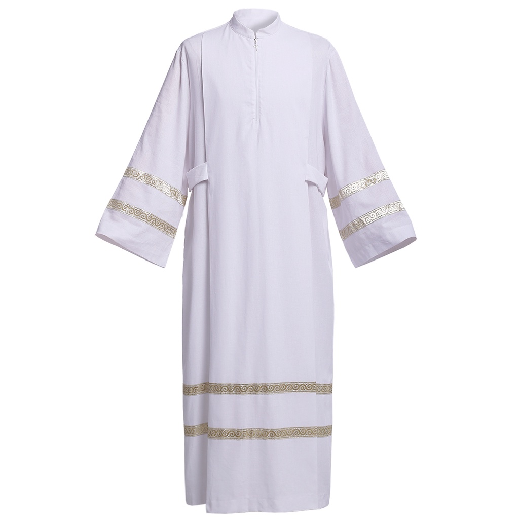Christian Catholic Priest Embrodiery Linen Alb Clergy White Robe Pastor
