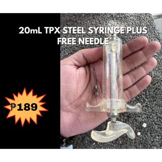 20ML SYRINGES (Original TPX) 1-FREE NEEDLE Fiberglass for Pig cattle animals Reusable TPX syringe 20