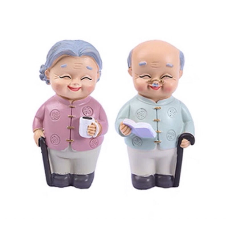 Pink Grandma with mug or gray grandpa with book cake topper | Shopee ...