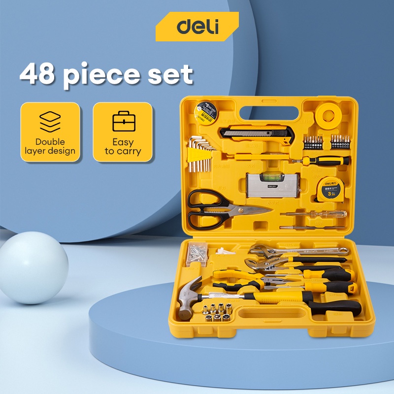 deli-48pcs-set-household-tool-box-set-repairing-tools-set-home-tool-diy