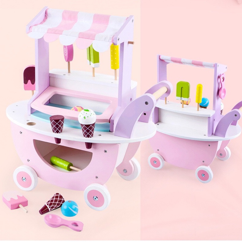 Wooden ice cream cart toys Shopee Philippines