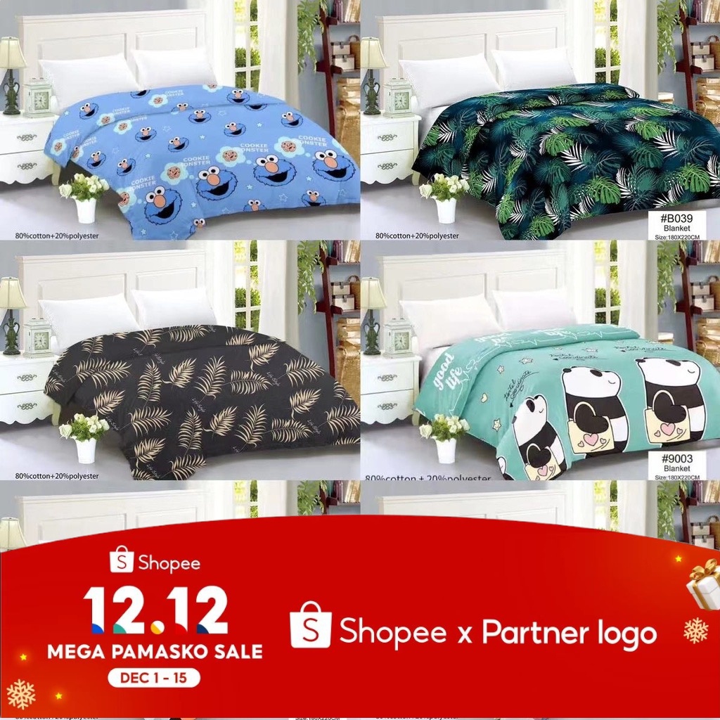 New Polycotton bed blanket Kumot Double size (180cm*220cm) | Shopee ...