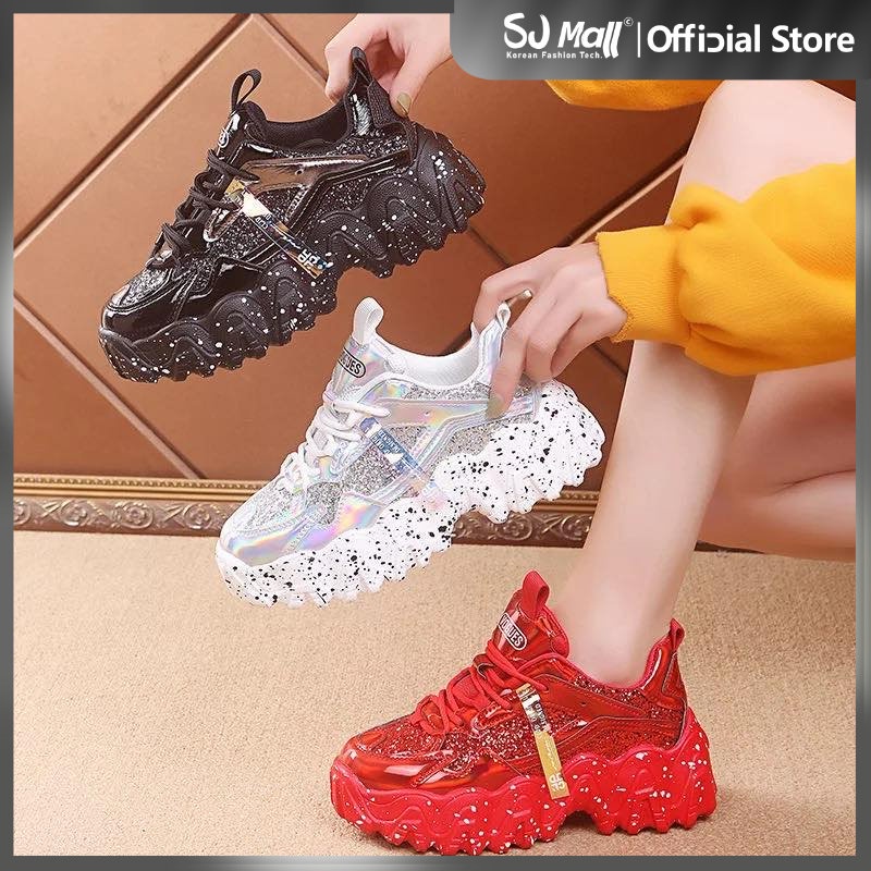 Korean Fashion High Cut Rubber Shoes For Women Luminous Chunky Shoes Sneakers Shopee Philippines 2663