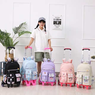 NEW 2/6 Wheels High Quality Girls Trolley Backpack Schoolbag with Wheels Orthopedic Bags for Children Schoolbag Rolling Backpack Bag #2