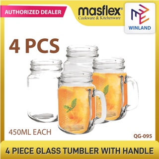 MASFLEX by Winland 450ml Glass 4 piece Glass Tumbler with Handle QG-095
