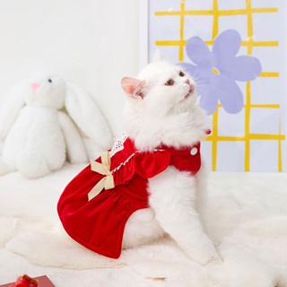 [Ready Stock] [New Style] New Year Skirt Kitten Clothes Anti-Lint Muppet British Short Blue Cat Siamese Pet Autumn Winter Style