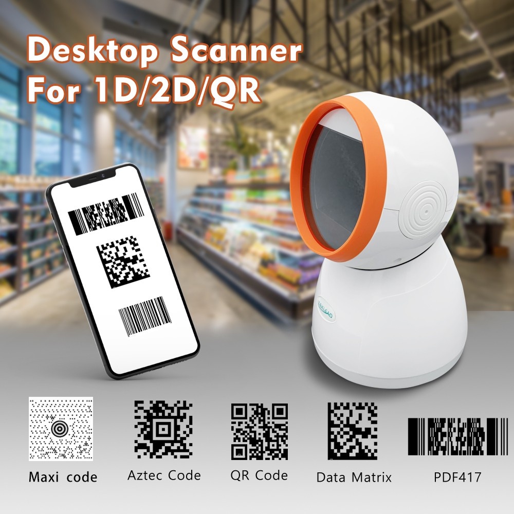 Teklead Handsfree 1D 2D Wired Desktop Barcode Scanner QR code Reader