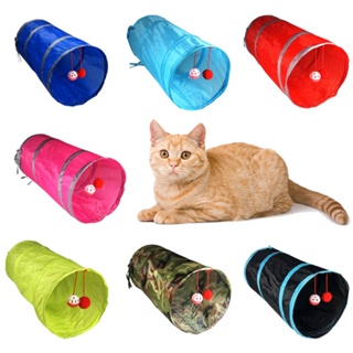 ♛Cat Tunnel Toy Funny Pet 2 Holes Play Tubes Balls Collapsible Crinkle Kitten Toys Puppy Ferrets Rab