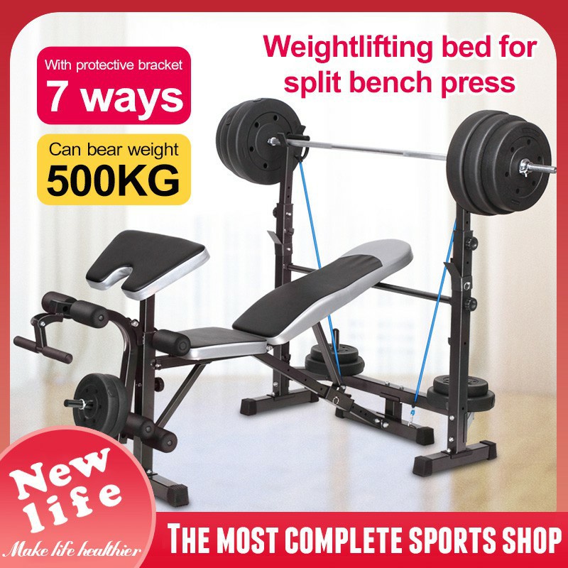 Multifunctional weightlifting bed, bench press, oblique pushup and