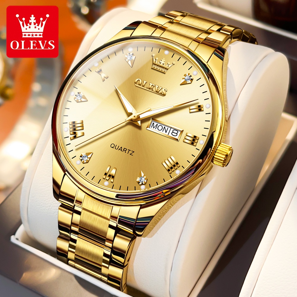 OLEVS Watch For Men Gold Original Branded Mens Watches Waterproof ...