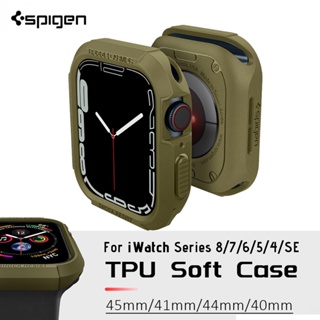Spigen Rugged Armor Designed for Apple Watch 45mm 44mm 41mm 40mm Protective Case TPU Soft Case Cover for iWatch Series 8 7 6 5 4 3 2 SE2 Accessories