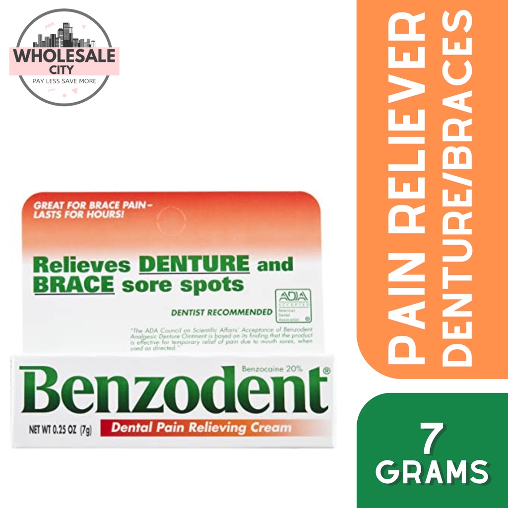 Benzodent Dental Pain Relieving Cream Brace Pain Denture Pain Relief 7g