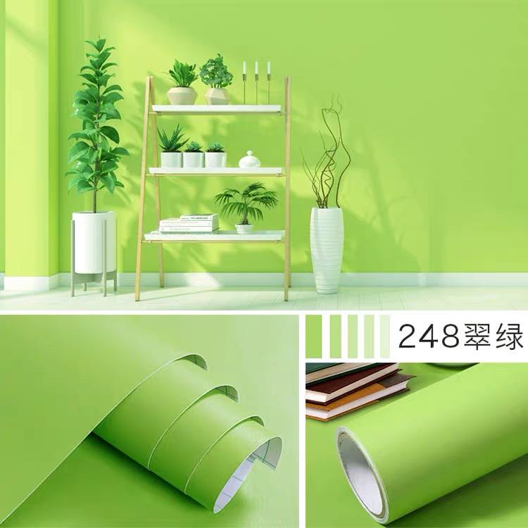 shopee Waterproof Wallpaper 10M*45CM PVC Plain color Stripe Paper Pvc ...