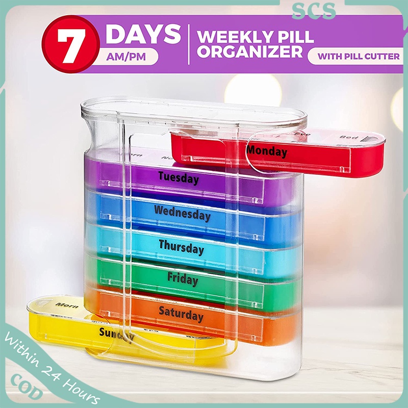 Daily Pill Organizer 7 Day Pill Container Weekly Pill Box 4 Times a Day