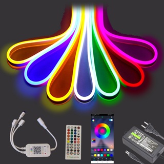 RGB Led strip light,12V 160 colors,20 lighting modes,IP65 Waterproof Soft and Safe silicone,with Bluetooth and Remote Rontrol，For Indoor Outdoor Home Decoration