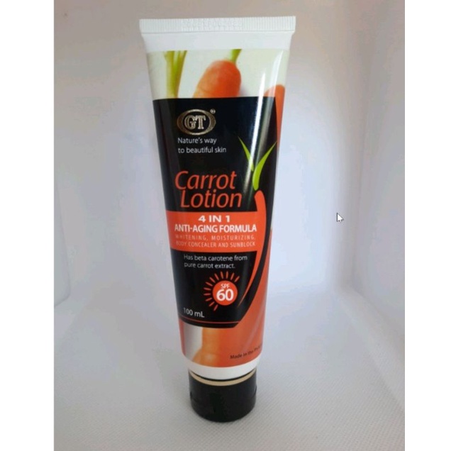 Gt Carrot Lotion With Spf60 4 in 1 AntiAging Formula 100ml Shopee